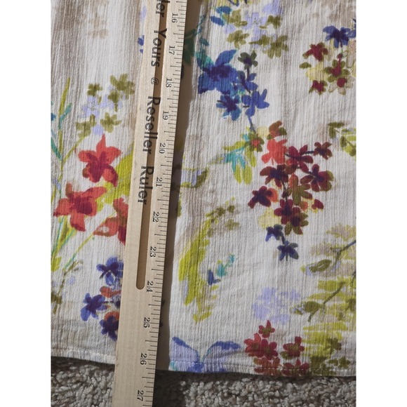 Eddie Bauer Dress Womens Small White Floral 100% Cotton Lined Cap Sleeve Belted - Picture 10 of 10